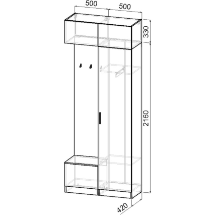 Набор мебели для прихожей "Марсель-201" МР 01-201 В2490 Ш1000 Г420 (ЛДСП Графит серый) Набор мебели для прихожей "Марсель-201" МР 01-201 В2490 Ш1000 Г420 (ЛДСП Графит серый)
